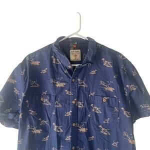 Ruff Hewn Men's‎ Size XXL Hunting Dog Blue Short Sleeve Button Up Shirt